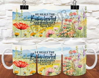 Faith Bible Verse 11oz mug wrap 15oz Mug Wrap Bible Verse Coffee Mug Sublimation Templates Coffee Mug Wrap PNG Wildflower Mug Wrap Digital