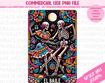 El Baile Tarot Card PNG Funny Tarot Card PNG Skeleton Sublimation Design Mexicana Tarot PNG Digital Download Loteria png Mexican png
