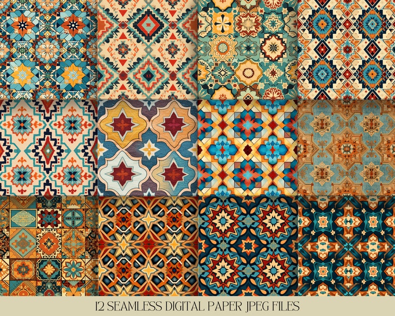 Moroccan Rug Digital Paper Seamless Arabesque Textures Instant Digital ...