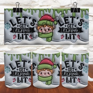 3D Funny Christmas Inflated Mug Wrap 11oz Mug Wrap 15oz Mug Wrap 3D Puffy Christmas Mug Wrap PNG Instant Digital Download Winter Mug Wrap