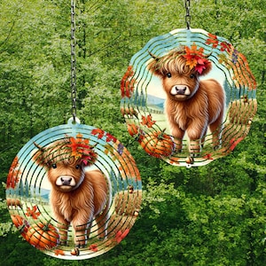 Otoño Highland Vaca Viento Spinner Highland Vaca Otoño Viento Spinner Png Vaca Viento Spinner Sublimación Diseños Wind Spinner Diseños Otoño png