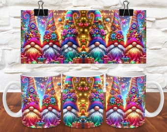 Gnomes Christmas Mug Wrap Gnomes Mug Wrap Sublimation Designs PNG 11oz Mug Wrap 15oz Mug Wrap Template Cute Christmas Mug Press Design