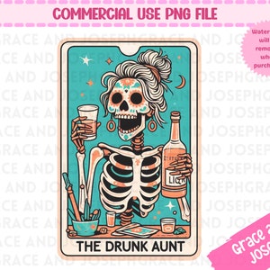 Die betrunkene Tante Tarot-Karte PNG Tarot-Karte png Lustiges Skelett Sublimation Design Tarot PNG Digitaler Download NUR Tarot-Karte Shirt png