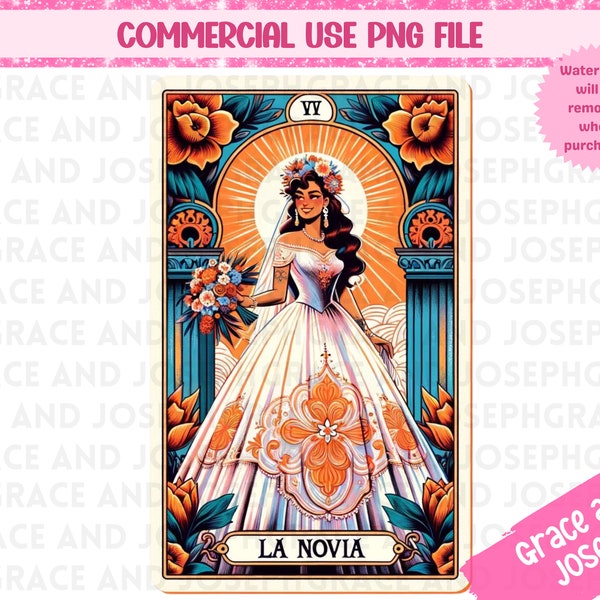 La Novia Tarot Card PNG Nupcial Tarot Card PNG La Boda Sublimation Design Mexicana Tarot PNG Digital Download Loteria png Mexican png