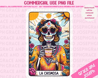 La Chismosa Tarot Card PNG Funny Tarot Card PNG Skeleton Sublimation Design Mexicana Tarot PNG Digital Download Loteria png Mexican png