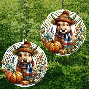 Fall Highland Cow Wind Spinner Highland Cow Fall Wind Spinner Png Autumn Wind Spinner Sublimation Designs Wind Spinner Designs Fall png