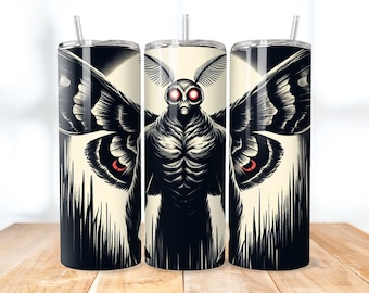 Mothman Tumbler Wrap Cryptid Tumbler 20 oz Skinny Tumbler Sublimation Design PNG Mythical Creature Supernatural Tumbler Wrap