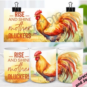 Mothercluckers Funny Chicken Mug Wrap 11oz and 15oz Mug Wrap Sublimation PNG Instant Digital Download Sassy Mom Mug Design Rooster PNG