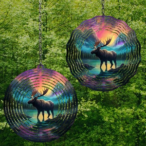Moose Northern Lights Spinner Png 3 sizes Sublimation Design Instant Digital Download