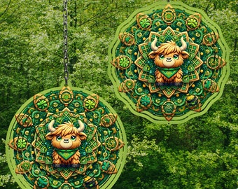 St Patricks Day Wind Spinner Highland Cow Wind Spinner Png Wind Spinner Diseños de sublimación Wind Spinner Designs Cow Wind Spinner