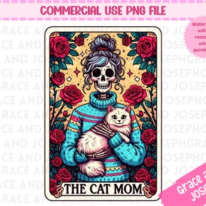La carte de tarot chat maman PNG carte de tarot png Sublimation squelette Tarot PNG en téléchargement numérique uniquement carte de tarot chemise png carte de tarot chat