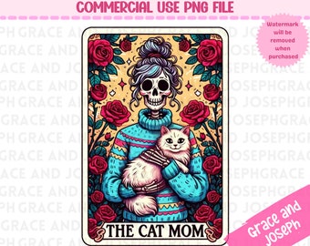 Die Katze Mama Tarot Karte PNG Tarot Karte png Skelett Sublimation Design Tarot PNG Digital Download NUR Tarot Karte Shirt png Katze Tarot Karte