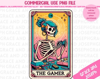 De Gamer Tarot Card PNG Mystieke png Tarot Card png Skeleton Sublimatie Ontwerp Tarot PNG Digitale Download ALLEEN Tarot Card Shirt png