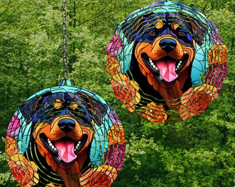 セントバーナード風車昇華、犬風車 SVG、10 インチ丸型ドアハンガー