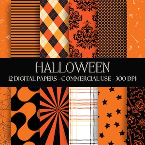 Halloween Digital Paper textures de saison effrayantes Téléchargement numérique instantané utilisation commerciale Orange Black Digital Papers