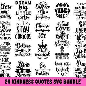 Amabilidad SVG Paquete Positividad Svg Inspirador Svg Motivacional Svg Salud Mental Svg Citas Positivas Svg Cortar Archivos para Cricut