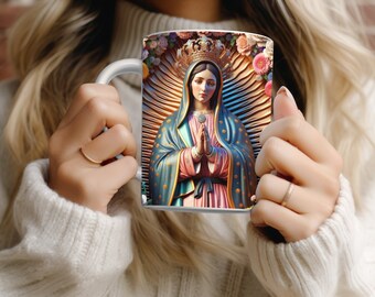 3D Virgen de Guadalupe Wrap 11oz Mug Wrap 15oz Mug Wrap Mug Sublimation Design 3d Mug Wrap Instant Digital Download PNG Christian Mug