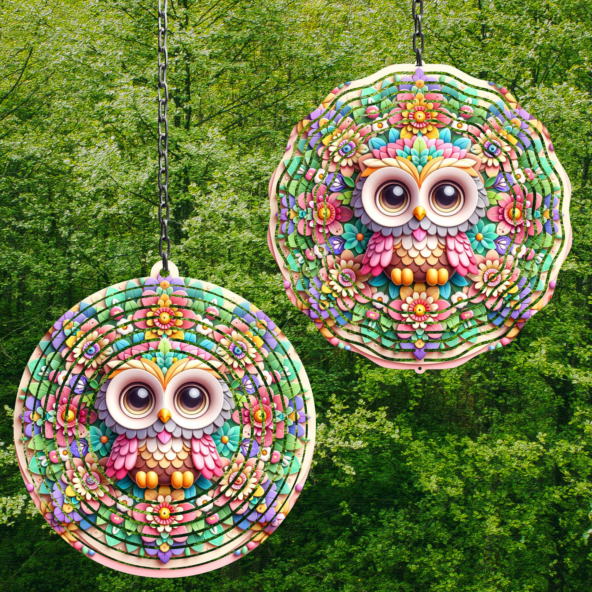 Pastel Rainbow Owl Wind Spinner Wind Spinner Png Wind Spinner Sublimation Designs Wind Spinner Desig