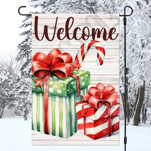 Christmas Presents Garden Flag Sublimation Design 12x18 Merry Christmas Garden Flag Png Farmhouse Christmas Welcome Garden Flag Garden Flag