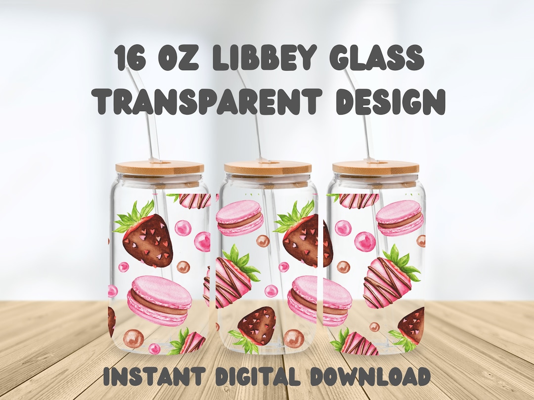 Desserts 16oz Glass Can Tumbler Sublimation Design Glass Can Wrap PNG ...