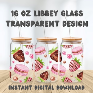 Desserts 16 Unzen Glasdose Becher Sublimation Design Glasdose Wrap PNG Libbey Can Vorlage Valentines 16 Unzen Dose Glas Libbey Wrap