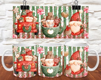 Gnomes Christmas Mug Wrap Gnomes Mug Wrap Sublimation Designs PNG 11oz Mug Wrap 15oz Mug Wrap Template Cute Christmas Mug Press Design
