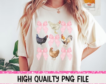 Coquette Chicken PNG Chicken Mama PNG Coquette Shirt Digital Download Png Chickens png Bible Chicken Lover png Pink Bow PNG