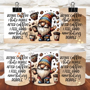 Gnome Mug Wrap Coffee Mug Wrap Sublimation Designs PNG 11oz Mug Wrap 15oz Mug Wrap Template Cute Christmas Mug Press Design Funny Mug Wrap
