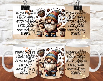 Gnome mok wrap koffiemok wrap sublimatie ontwerpen PNG 11oz mok wrap 15oz mok wrap sjabloon leuke kerstmok pers ontwerp grappige mok wrap