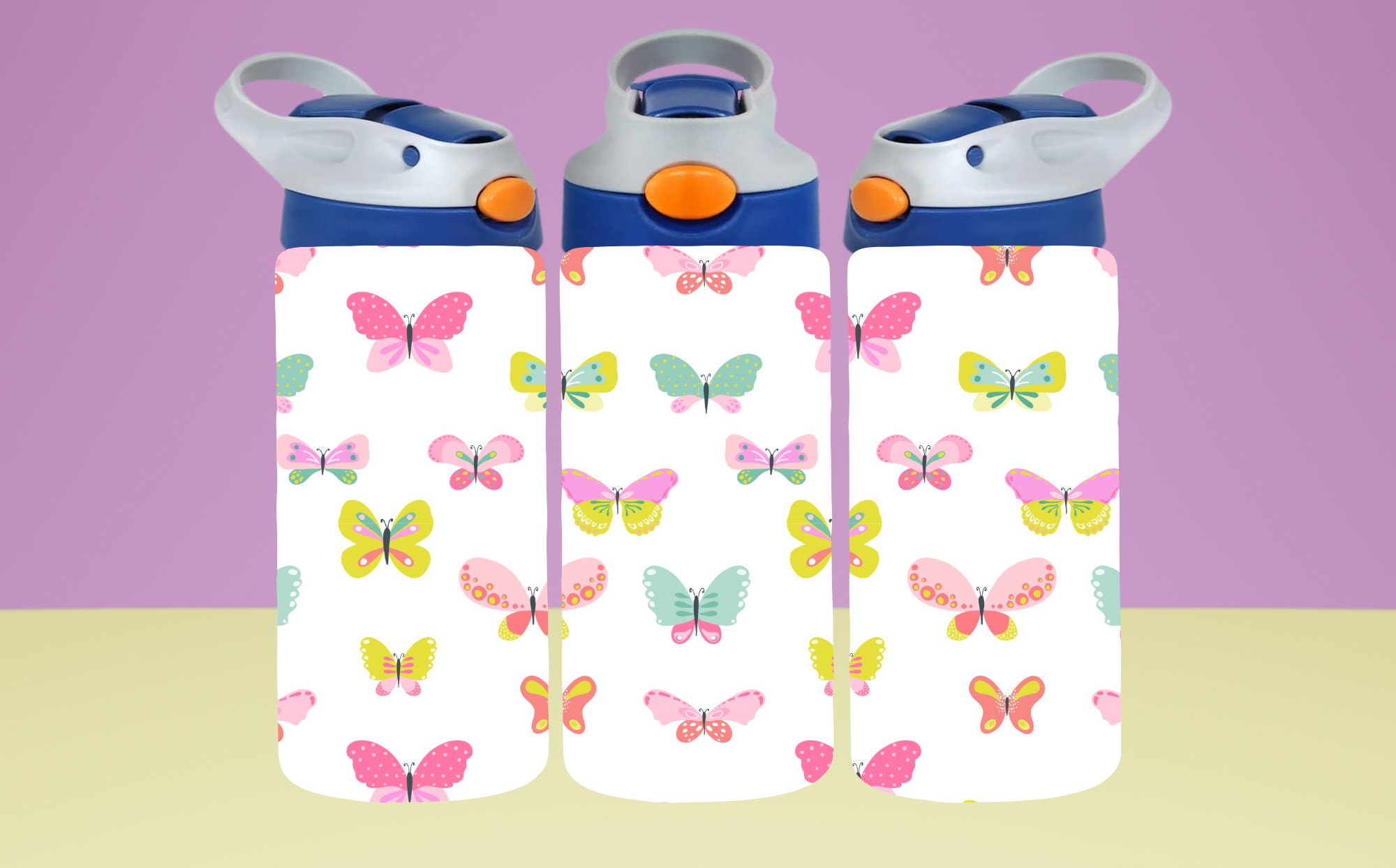Butterfly Kids Tumbler Wrap 12 Oz Flip Top Sippy Cup Kids Tumbler Wrap ...
