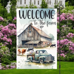 Welcome To Our Farm Garden Flag Sublimation Design 12 x 18 Welcome Flag Welcome Garden Flag Designs Yard Flag Instant Digital Download PNG
