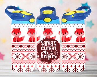 Navidad 12oz Niños Flip Top Sippy Cup Tumbler Wrap 12oz Vaso recto Sublimación PNG Kids Tumbler Design Funny Kids Tumbler Wrap