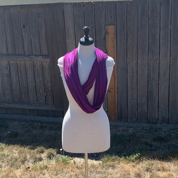 Purple Orchid, Infinity scarf, Tie Dye, Fine Jersey, Rayon, Large, Scarf, Long, Variegated