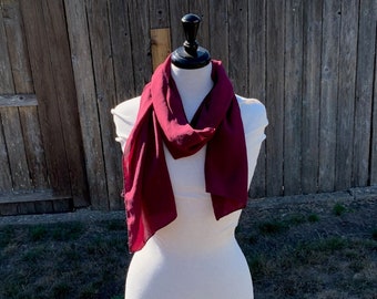 Silk Scarf, Flat Crepe, 8mm, Light weight, Affordable Silk, Soft, Burgundy