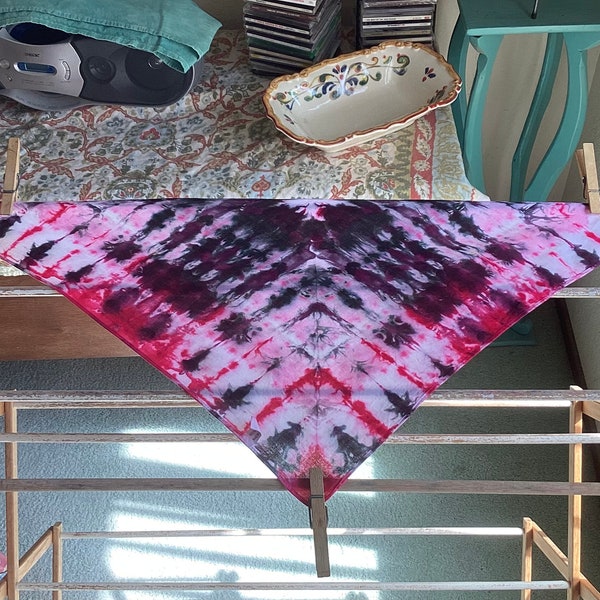 Tie Dye Bandana/ Dog Scarf/ Doggie Bandana/ Raspberry & Grape / Cross Hatch design