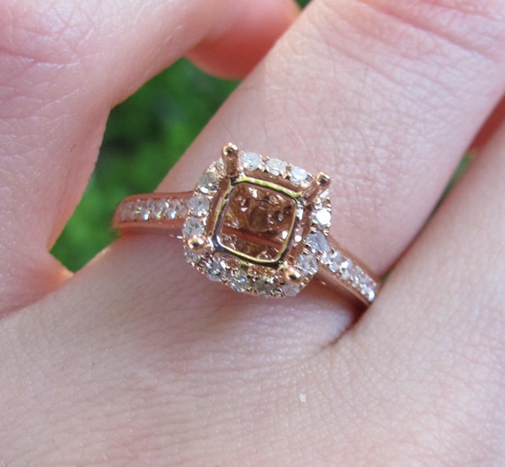 Cushion Cut Diamond Ring Setting Diamond Engagement Ring Etsy