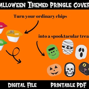 Halloween Snack Label, Halloween Chip, Halloween Pringle Labels, Halloween Treat Labels, Printable Halloween Labels, Printable Pringles Top