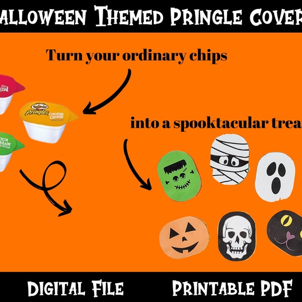 Halloween Snack Label, Halloween Chip, Halloween Pringle Labels, Halloween Treat Labels, Printable Halloween Labels, Printable Pringles Top