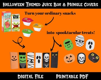 Halloween Snack Labels, Halloween Juice box covers, Halloween chip labels,  Halloween Party snack, Halloween Treat Labels, Fun Halloween