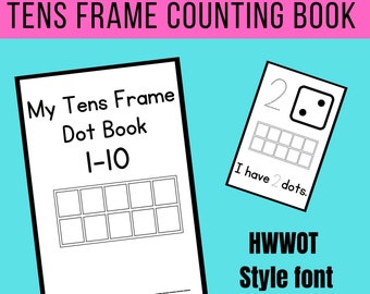 Tens frame counting book, Ten -frame counting book, pre-k math book, ten frame book, tens frame book, HWWOT, Emergent reader, number tracing