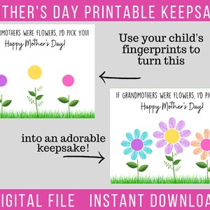 Si las abuelas fueran flores, regalo del día de la madre de los niños, imprimible del día de la madre, manualidad del día de la madre para niños en edad preescolar, imprimible del día de la madre