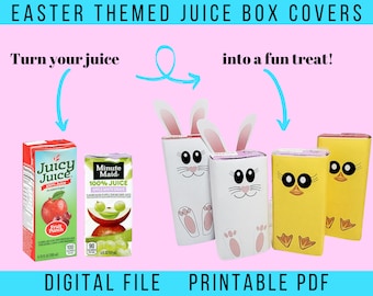 Juice Box Cover, Easter Juice Box, Easter Party Favor, Spring Party Favor, Juice Box label, DIY Easter Treat, Easy Easter Juice box wrapper