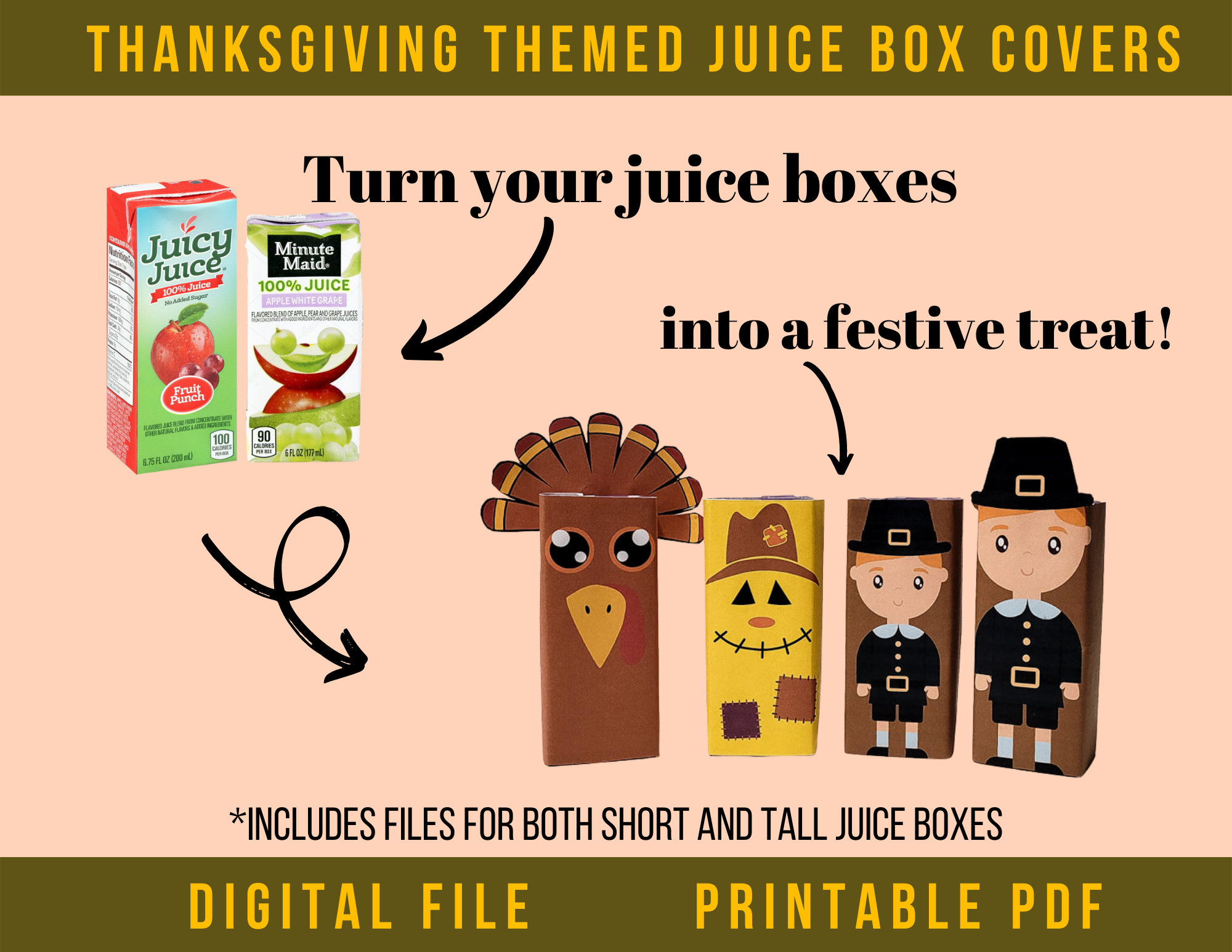 Juice Box Covers Thanksgiving Juice Box Covers, Thanksgiving Party, Thanksgiving Class ...