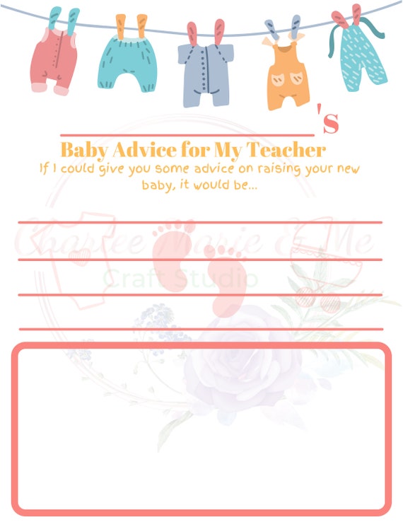 Baby Advice for My Teacher Printable Baby Advice Book | Etsy
