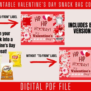 Valentine&#39;s Day party, Valentine&#39;s Day snack bag cover, Snack bag Label, DIY Chip bag Label, Printable Valentine, Valentine&#39;s Day, DIY treat