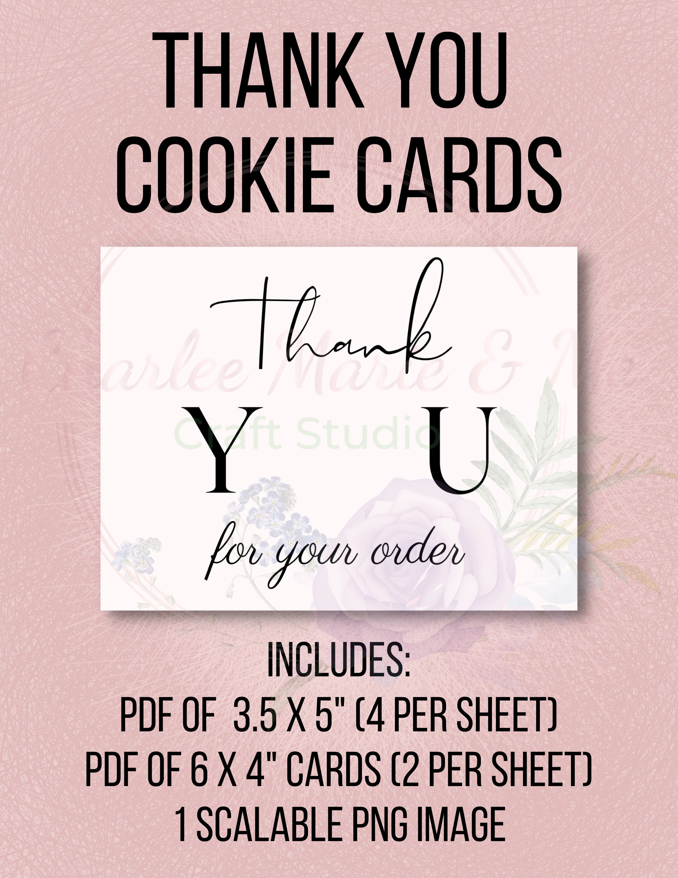 Thank You Cookie Cards Thank You Cards for Cookie Order - Etsy