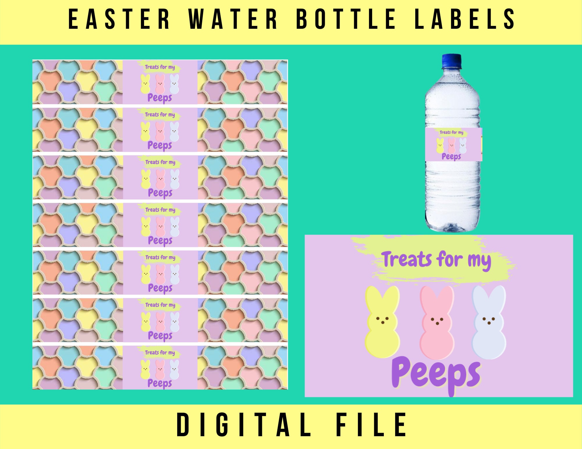 Easter water bottle labels, Easter Labels, Printable Easter Labels, Water Bottle Labels, Easter Party, Favor Labels, Water wrappers. print
