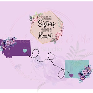 Sister's png, side by side or Miles Apart Sister's Will Always Be Connected by Heart, Montana png, Colorado png, vrienden png, State w hearts