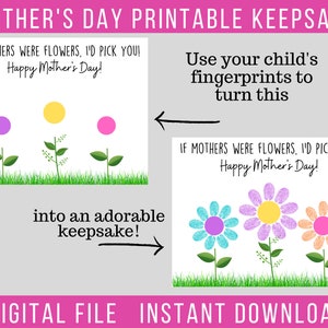 If mothers were flowers, Mother&#39;s Day Gift from kids, Mother&#39;s Day Printable Keepsake, Preschool Mother&#39;s Day Craft, Mother&#39;s Day Printable
