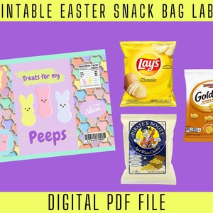 Treats for my peeps, Easter chip bag label,  Snack bag Label, Chip bags, Printable Label, DIY Chip Label, Chip Bag Label, Easter wrapper
